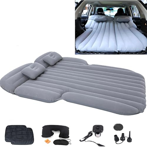 Icelus Auto Matratze SUV Luftmatratze with Luftpumpe 195 * 130 * 15 cm Aufblasbare Camping Kombi Luftbett für Auto Rücksitz Dickere Kofferraum Matratze Bett für Camping Outdoor Traveling