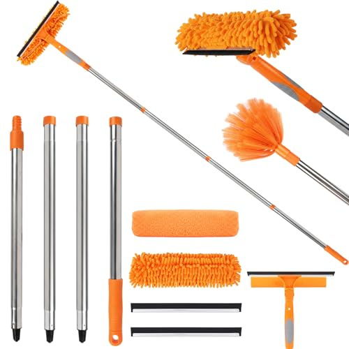 Lemosyu Professional 67 Window Squeegee, 3-in-1 Rotatable Squeegee for Window Cleaning with Extension Poles, Window Cleaner Tool Kit for Indoor & Outdoor High Windows and Car Glass