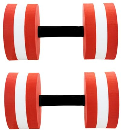 CIYODO 2 Pièces Haltères Flottants EVA pour Piscine Barres Aquatiques Robustes et Stylées pour Exercices Aquagym Fitness Natation Hommes Femmes Rouge