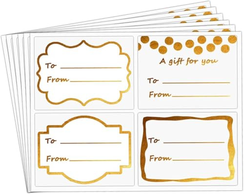 Name Tag Gold Foil Holiday Present Stickers to and from Labels for Christmas Party Wedding Birthday Valentine's Day Present Supplies,3x2 inches,80 Pcs Per Pack