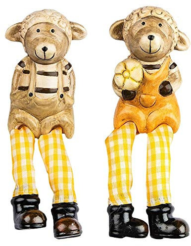 Ideen mit Herz Deko-Figuren mit Schlenkerbeinen | Frühling & Ostern | Kantensitzer | Kantenhocker | 18 cm (Schafe 2)