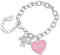 GIOIA Barbie - Pulsera con dije de corazón rosa y unicornio, 6 inch, Vidrio Cristal cristal esmaltado Cristal