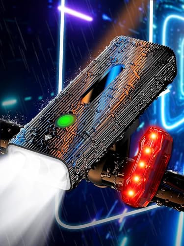 IPSXP Luz Bicicleta,Más de 14 Horas de Batería & IPX6 Impermeable,Batería de 5200 mAh y Función de Alimentación Móvil Luz Delantera Bicicleta,Recargable por USB,5 Modos