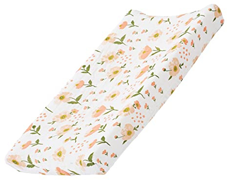 Matelas de berceau de couverture de coussin à langer floral de bébé couverture de table à langer de tissu extensible pour nourrisson 32''X 16'' (Couvercle uniquement, coussin non inclus)
