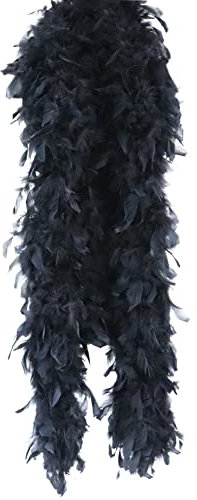 Federboa zum Basteln, MoreChioce 2M 90g Truthahnfeder Boa Flauschige Truthahnfedern Flauschige Federstola Marabufedern Schal Federschal für Halloween Hochzeit Party Kostüm Zubehör,Schwarz