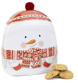Snowman Gift Set - Novelty Christmas Biscuits Gift Set Tin Filled with Fancy Chocolate Chip Cookies - Luxury Tins of Biscuits for Women and Men, English Gifts & Presents for Food Lovers