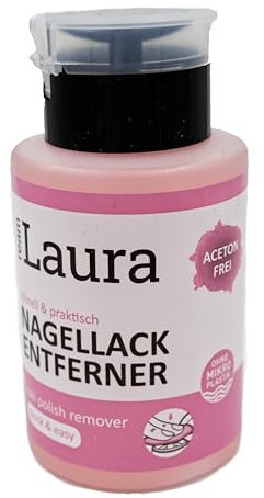 ream Laura - Solvente per unghie con testa di pompa, senza acetone per una rimozione delicata e affidabile degli smalti per unghie, particolarmente adatto per unghie fragili, 200 ml, flacone senza