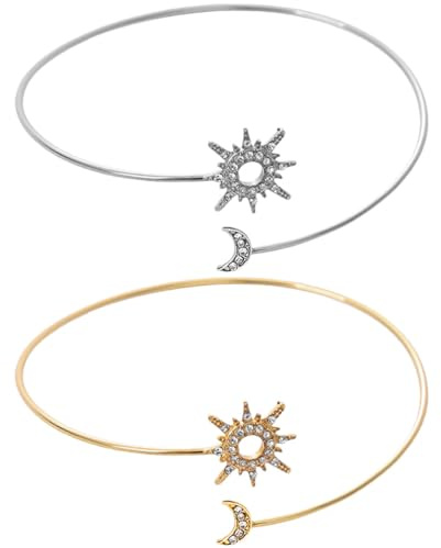 Holibanna 2 Pezzi Bracciali Da Braccio In Oro Per Donne, Bracciale Sole E Luna, Bracciale Da Braccio Per La Parte Superiore Del Braccio