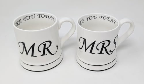 JRose Collections Mr & Mrs JR5128 Ensemble de tasses à café en porcelaine avec inscription noire élégante « I Like You Today » imprimée à l'intérieur – Cadeau de mariage pour couple, anniversaire de