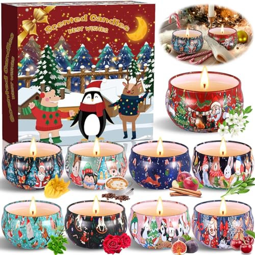 ZQEJEFD Duftkerze Geschenk Set, 9er Pack Duftkerzen Set,Duftkerze Set,Duftkerzen Geschenkset für Damen,Weihnachtskerze,Natürliches Sojawachs,für Weihnachten,Valentinstag,Muttertag,Yoga,Bad,Geburtstag