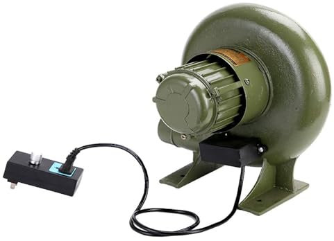 JOUFNING Barbecue BBQ Puissant Mini Bruit Bas Ventilateur À Air, Ventilateur De Forge Forgeron Électrique À Vitesse Variable, Souffleur De Barbecue Centrifuge, Allume-feu De Gril Portable(370W)