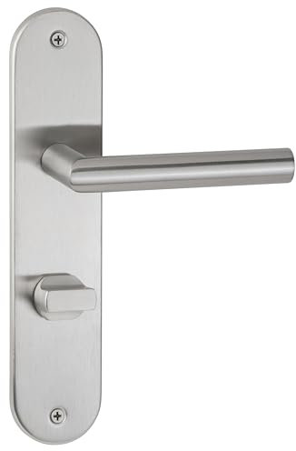 FELGNER Langschildgarnitur Lucca | Hochwertige Türgarnitur Drückergarnitur Langschild | Robuster Türbeschlag für Bad und WC | geeignet als Reperaturbeschlag | 72mm | Edelstahl matt