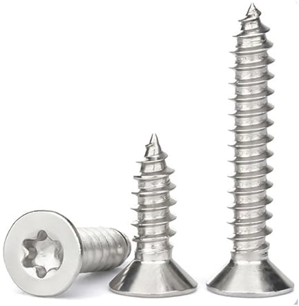 QANCEN 50 Pcs M4x10mm Torx Self-Tapping Wood Screws,Flat Head Countersunk Torx Security Anti-Theft Screw,304 Stainless Steel Self Drilling Sheet Metal Screw