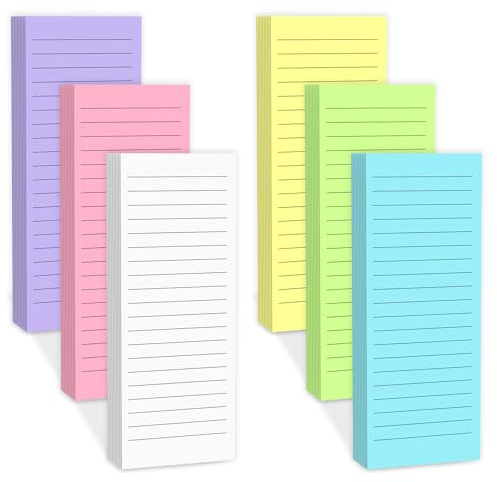 Magnetic Notepads Note Pads for Fridge with Full Magnet Back, 180 Sheets Colored Lined Refrigerator Notepad, 30 Sheets Per Pad for Grocery List, Shopping List, Office, Home, To-Do Lists & Memos