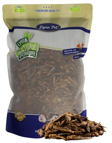 Lyra Pet® 1 kg de sauterelles séchées | Riche en protéines & minéraux | Nourriture pour Oiseaux séchée en Douceur | Nourriture Naturelle pour Oiseaux, rongeurs, Poissons & Reptiles