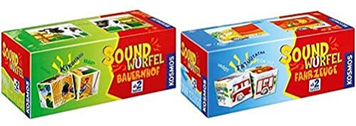 KOSMOS Soundwürfel-Bundle: Bauernhof & Fahrzeuge, Lernspielzeug mit Geräuschen für Kinder ab 2 Jahre