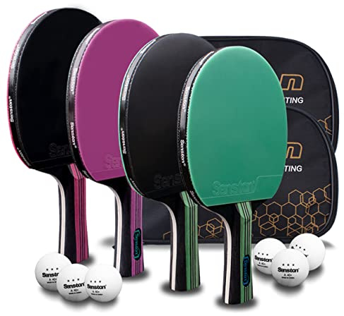 Senston Ping Pong Paddles Family Entertainment 4-Pack Table Tennis Paddles for Entertainment or Competition