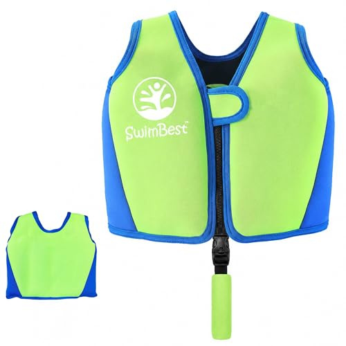 SwimBest Swim Vest - For Baby, Toddler & Kids. Adjustable Buoyancy Swim Jacket, ideal for pools/beaches/holidays & Learning to Swim (Lime/Blue, L (3-6 Years/19-30kgs))