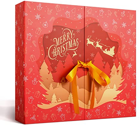 Gwhole Calendrier de L'avent 2025 24 Jour Boîtes à Remplir Calendrier de L'avent Vide Calendrier de Noel Rouge Boite Cadeau Noel Vide pour Cadeau Noel Decoration Noel