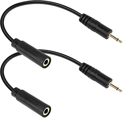PNGKNYOCN Cable de adaptación de 2,5 mm a 3,5 mm, 2 paquetes de 2,5 mm de cabeza masculina mono a 3,5 mm de enchufe de audio femenino trs, auriculares para teléfonos inteligentes (20 cm)
