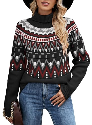 Wantonfy Jersey de Cuello Alto para Mujer Suéter de Manga Larga Jersey de Punto Casual Pulóver Flojo Invierno