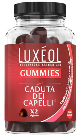 LUXÉOL - Integratore Alimentare Gummies Caduta Dei Capelli - A Base Capelvenere - Gusto Ribes Nero - Prodotto in Francia - Programma di 1 mese - 60 Caramelle Gommose