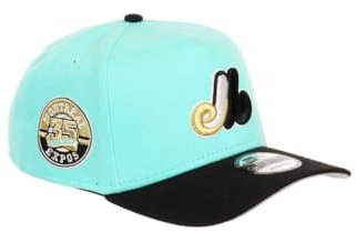 New Era Montreal Expos MLB 35th Anniversary Sidepatch Cooperstown Mint Black 9Forty A-Frame Snapback Cap - One-Size
