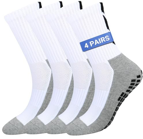 ytorgr 4 Paar Fußballsocken,Anti-Rutsch Fussball Socken Männer,Sportsocken Grip Socken für Fussball Basketball Yoga Wandern