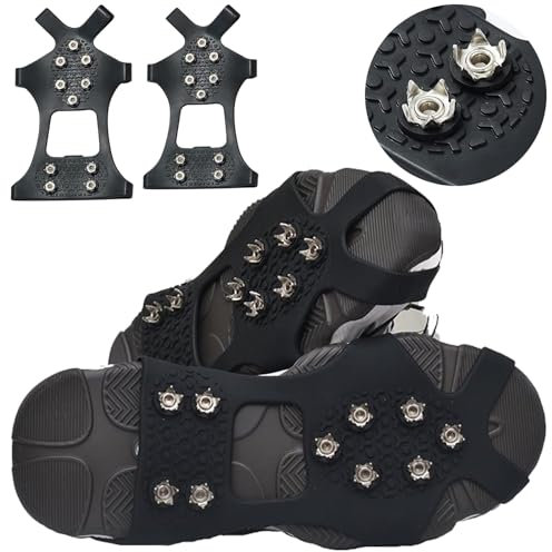 DKDDSSS Schuhspikes, Steigeisen, Schuhkrallen, Spikes für Schuhe, Ice Schuhkrallen, Eisspikes, Schneeketten Schuhe, Schuhspikes mit 10 Krallen für Schnee