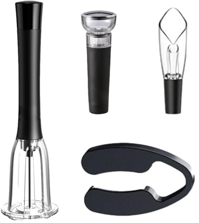 Wino The Go - Set di apribottiglie per vino con taglierina, apribottiglie a pompa ad aria compressa, ago a pompa, pratico accessorio per aprire bottiglie di vino, per bar all'aperto