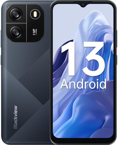Blackview Wave 6C Android 13 Smartphone Pas Cher 4Go+32Go/TF-1To, Octa-Core, Écran 6.5HD+/60Hz, 5100mAh/10W Charge Rapide, 8MP+5MP, Telephone Portable 4G Double SIM, Face ID/GPS/2Ans Garantie (2024)