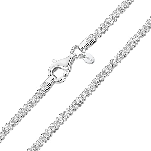 Amberta Collier Brillant pour Femme en Argent Sterling 925-1.7 mm Chaîne en Argent Maille Diamantée: Chaîne en Argent de 60 cm