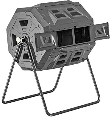 Compostiera da esterno a doppia camera da 160 l, con termometro e ventilazione, grande capacità, con termometro e ventilazione, ottimo regalo per il giardinaggio per donne/uomini, per la cura del