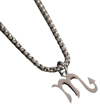 Collana Con Ciondolo Segno Zodiacale Scorpione - Oroscopo Costellazione Simbolo Catena Con Osso Di Serpente Ciondolo Girocollo Fascino Costellazione Astrologia Gioielli Per Uomo Donna Coppia,Scorpio