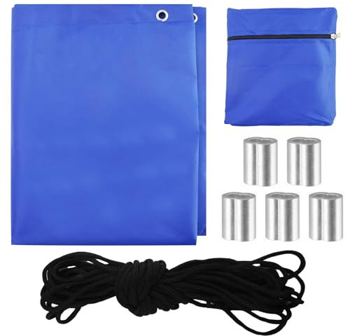 Telone per rimorchi, telone per rimorchio con corda, telo impermeabile esterno, 209 x 115 x 10 cm, con 5 pezzi a forma di manica di alluminio a 8, per rimorchi, auto, impermeabile e antivento