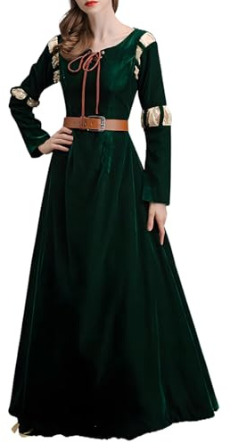 Women's Princess Cosplay Dress Halloween Renaissance Gown Medieval Court Costume Green