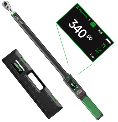 LLAVETOR Digitaler Drehmomentschlüssel 1/2, 17–340 N.m, ± 1% Drehmomentschlüssel mit Summer und LED-Anzeige für Auto, Motorrad und Fahrrad