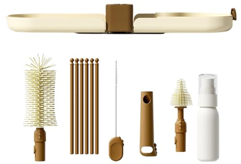 Set de Brosses à Biberons | Brosse De Voyage pour Biberon - Goupillon Laveur avec Égouttoir Qualité Alimentaire pour Voyage en Avion, Croisière, Hôtel et Camping Extérieur