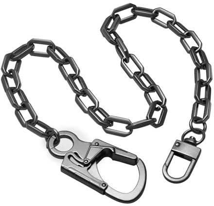 Ahiller Wallet Chains for Men Women, Heavy Duty Hip Hop Pants Jean Belt Key Chain with Double Lock Design(BK-Gunmetal-1P)