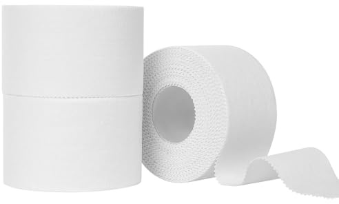 BUTBU 3 Rollos Cinta Deportiva, 3,8 cm X 10 m Autoadhesivo Tape Vendaje Deportivo, Profesional Tape Vendaje Deportivo, Algodón Inelástica, para Crossfit, Escalada, Vóleibol, Boxeo, De Dedos (Blanco)