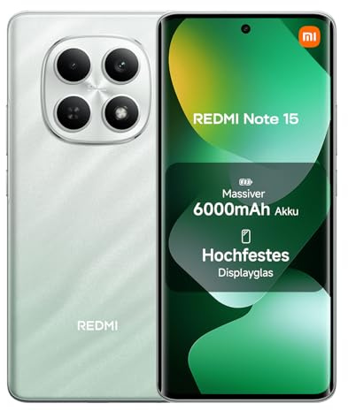 XIAOMI REDMI Note 15 - Smartphone de 8+256GB, Pantalla AMOLED FHD+ de 6,77, MediaTek Helio G100-Ultra, cámara de 108MP, batería de 6000 mAh, Cargador no Incluido, Verde (Versión ES)