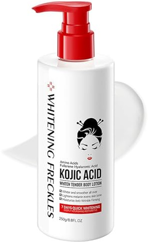 Loción Corporal Ácido Kójico Iluminador, Crema Corporal Hidratante para Aclarar la Piel, Loción Corporal de Hidratación Intensa, Crema Corporal para Manchas Oscuras Hombres y Mujeres