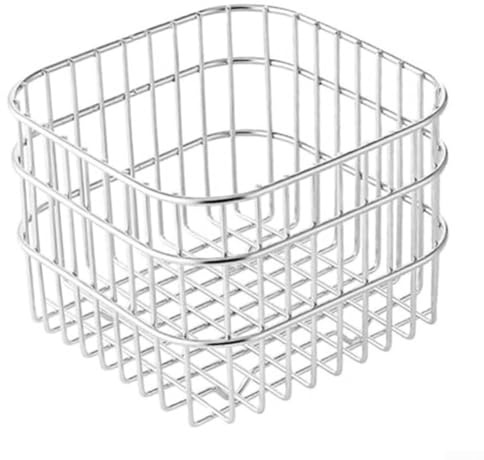 Cestino in filo di acciaio inossidabile, 11 x 10 x 6 cm, cestino per verdure in metallo argentato, organizer per frutta e snack, organizer per cucina, decorazione per la casa (argento)