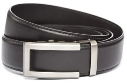 Anson Belt & Buckle - 1.5 Traditional Gunmetal Buckle with Ratchet Belt Strap, Black, Trim to Fit: Up to 50 Waist