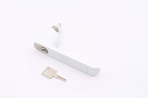 Schüco Manilla de ventana con llave RC, aluminio RAL 9016, color blanco, 247036/247044