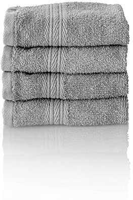 Glart Juego de toallas de rizo prémium en 6 colores y 5 tamaños 4 toallas de invitados de 30 x 50 cm, gris plata