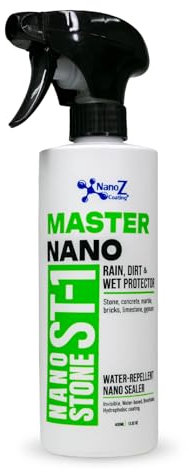Nano Stone Sealer, Eco-Friendly Invisible Hydrophobic Water Repellent Coating for Concrete, Stone, Marble, Granit, Limestone, Cement. Green Label Certified (400 ml)