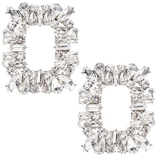 GORGECRAFT 2 PCS Argent Chaussure Clip Chaussures Bijoux Décoration Platine Cristal Boucle de Chaussure avec Cristal Strass pour la Fête de Mariage Chaussures Décoration