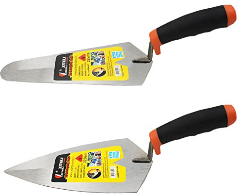 ESreake 2-teiliges Mauerwerk-Handwerkzeug-Set, 22,9 cm, Spitz- und Messkellen-Set mit weichem Griff, Randkelle für Maurer