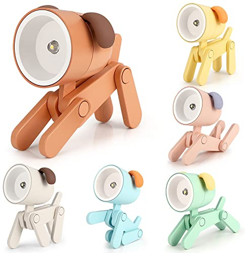 vvhippo 6 Piezas Nocturna Infantil LED, Bebe Quitamiedos, Linda Luz de Noche para Niños en Forma de Perro, Regalos de Cumpleaños y Graduación